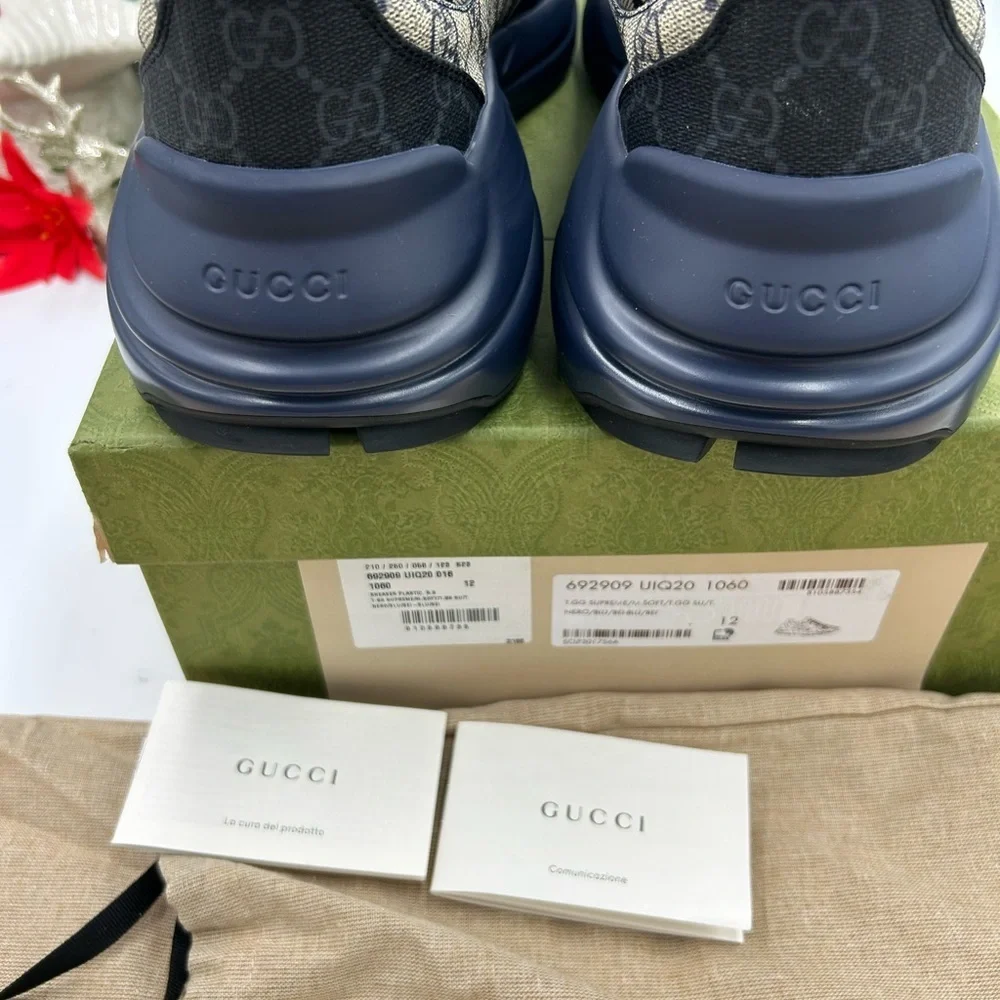 Men's Gucci GG supreme Rython sneakers size 12 made in Italy NWT - Picture 9 of 11